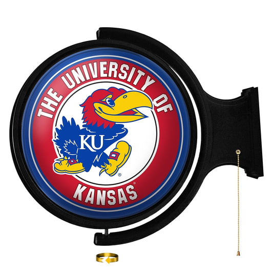 Kansas Jayhawks: Original Round Rotating Lighted Wall Sign - The Fan-Brand