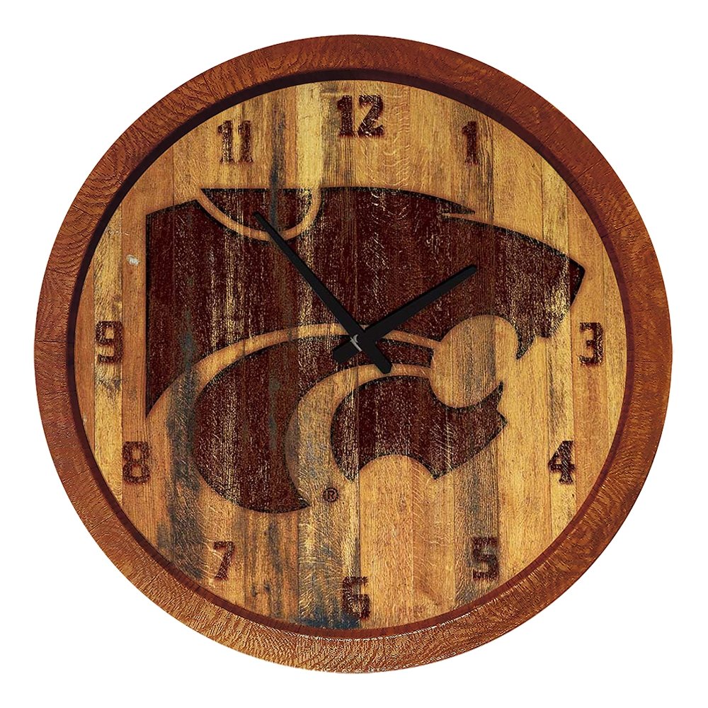 Kansas State Wildcats: Branded "Faux" Barrel Top Wall Clock - The Fan-Brand