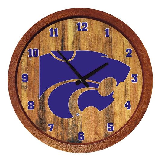 Kansas State Wildcats: "Faux" Barrel Top Wall Clock - The Fan-Brand