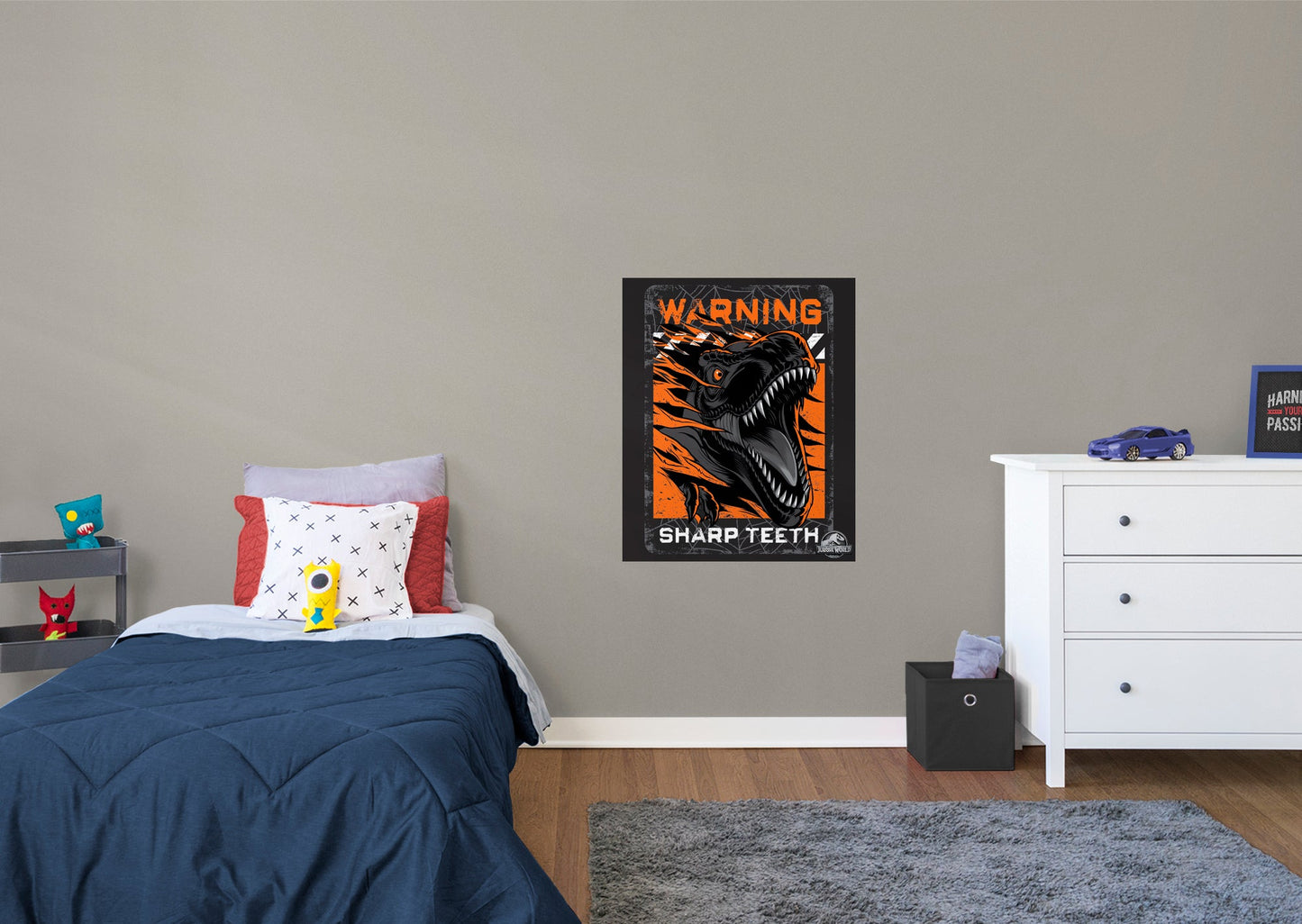 Jurassic World:  Warning Sharp Teeth Mural        - Officially Licensed NBC Universal Removable Wall   Adhesive Decal
