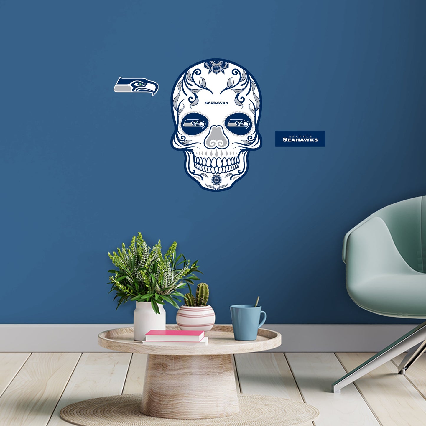 Seattle Seahawks: Skull - Officially Licensed NFL Removable Adhesive Decal