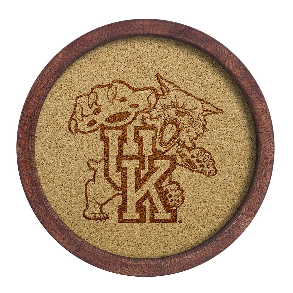 Kentucky Wildcats: Mascot - "Faux" Barrel Framed Cork Board - The Fan-Brand