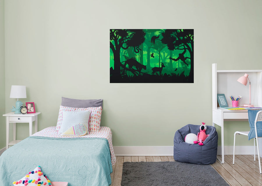Jungle:  Green Light Mural        -   Removable Wall   Adhesive Decal