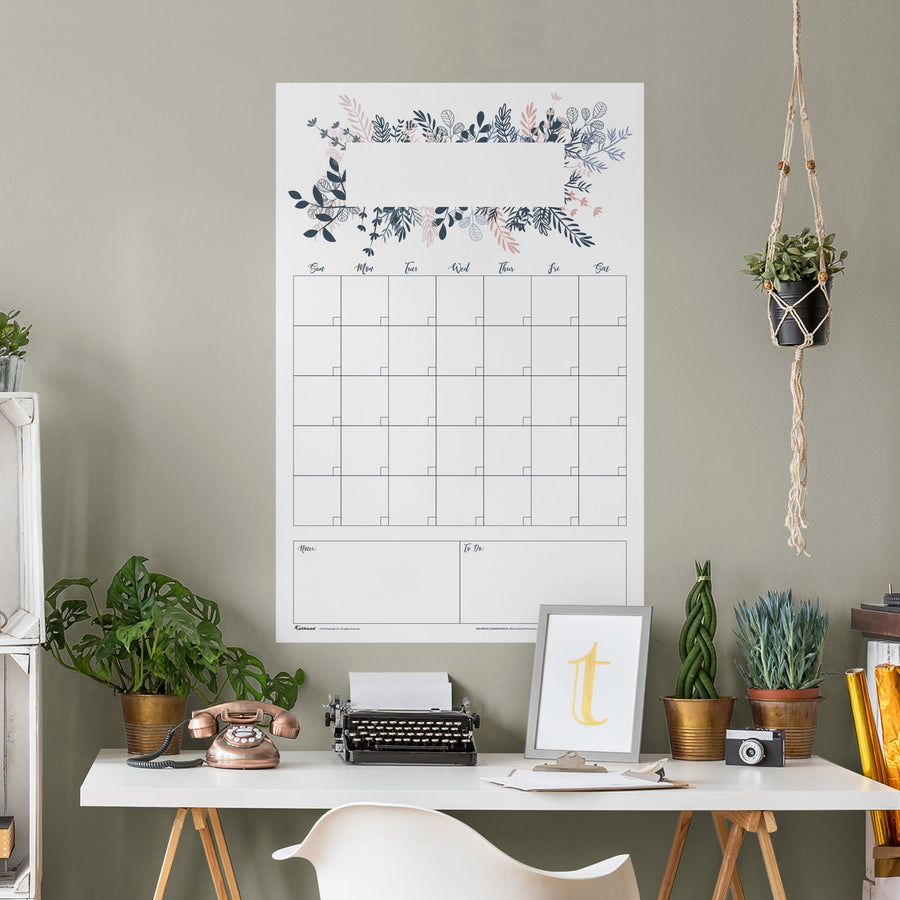One Month Calendar: Botanical Design - Removable Dry Erase Vinyl Decal