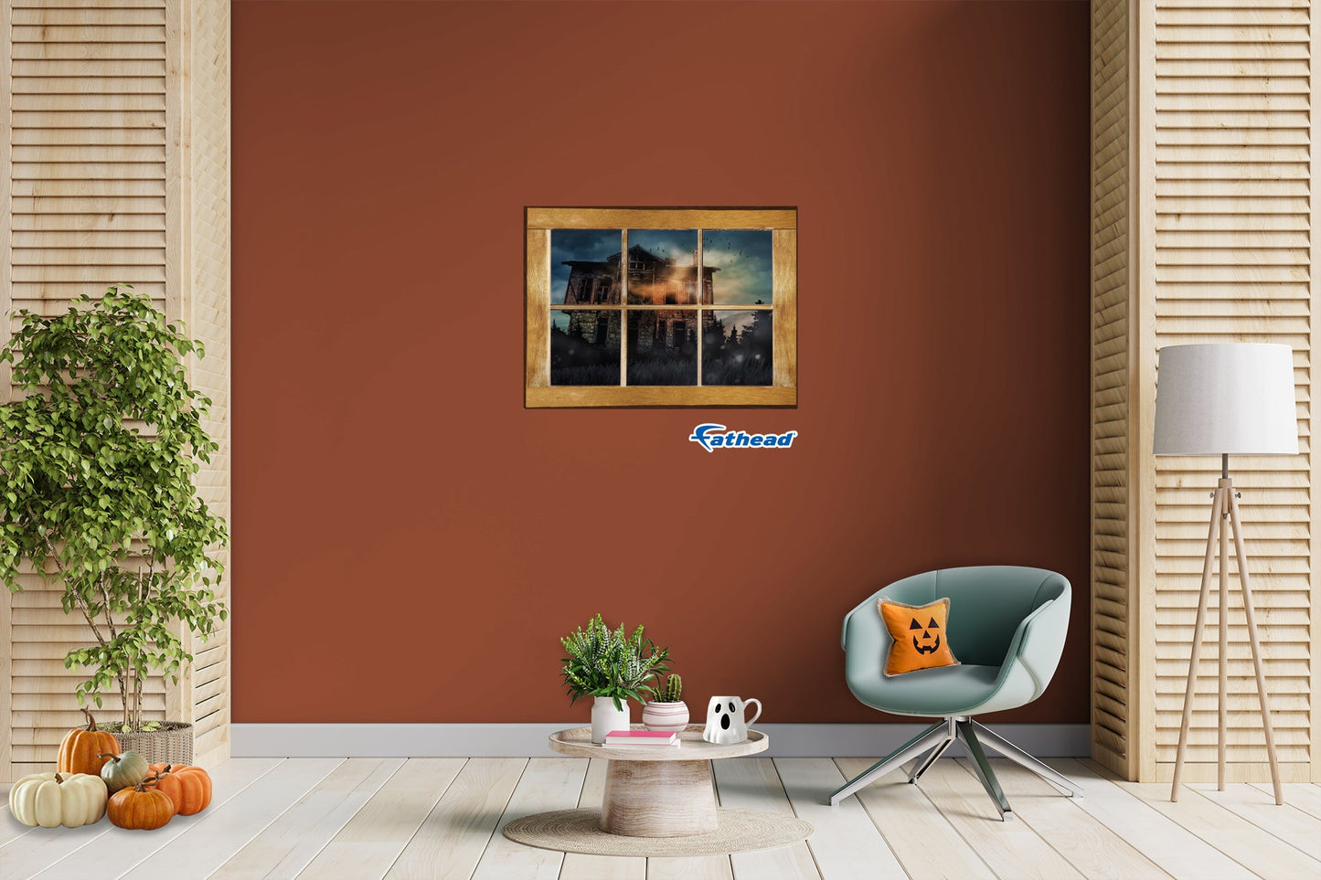 Halloween:  Abandoned House Icon Instant Windows        -   Removable Wall   Adhesive Decal