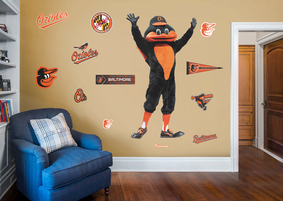 The Oriole Bird Mascot - RealBig Collection - Official MLB - Baltimore Orioles - Reusable Vinyl Wall Decals