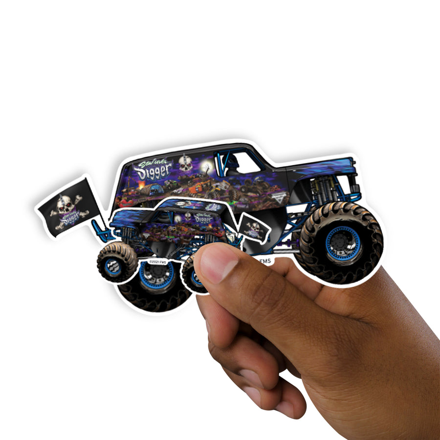 Son Uva Digger - 5 Minis (Mixed Sizes) - Official Monster Jam - Reusable Vinyl Decals