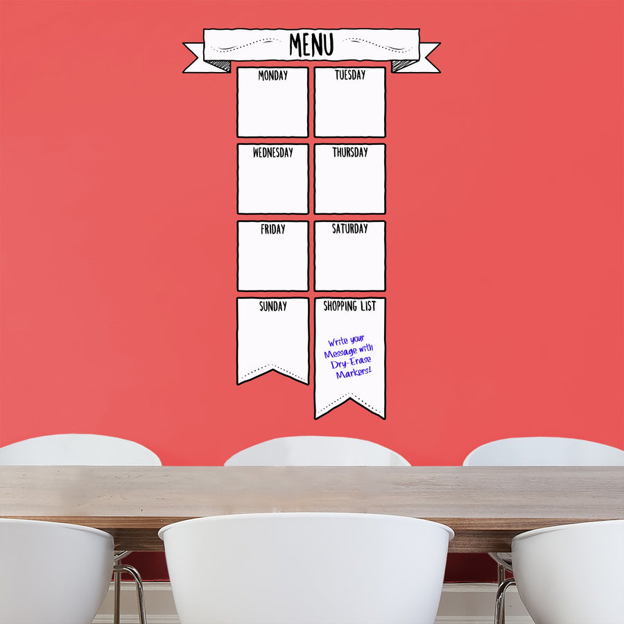 Weekly Menu - Removable Dry Erase Vinyl Decal