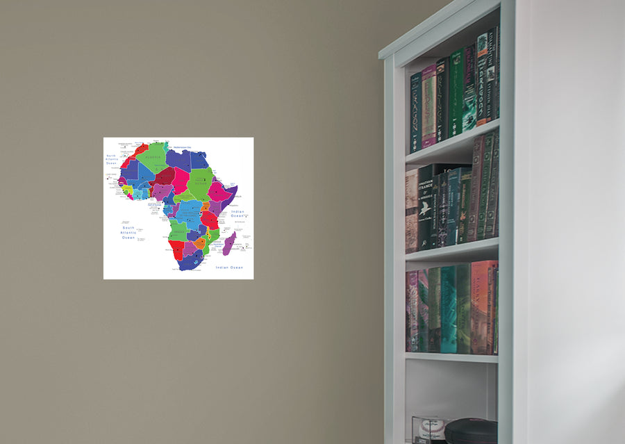 Maps: Africa Neon Mural        -   Removable Wall   Adhesive Decal