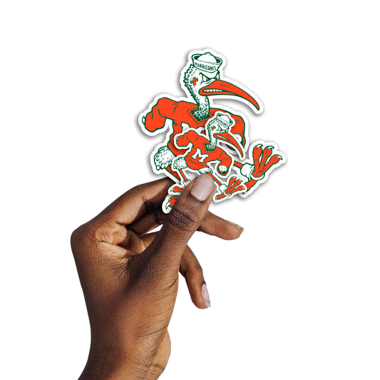 Miami Hurricanes: Sebastian the Ibis  Illustrated Mascot Minis        - Officially Licensed NCAA Removable     Adhesive Decal
