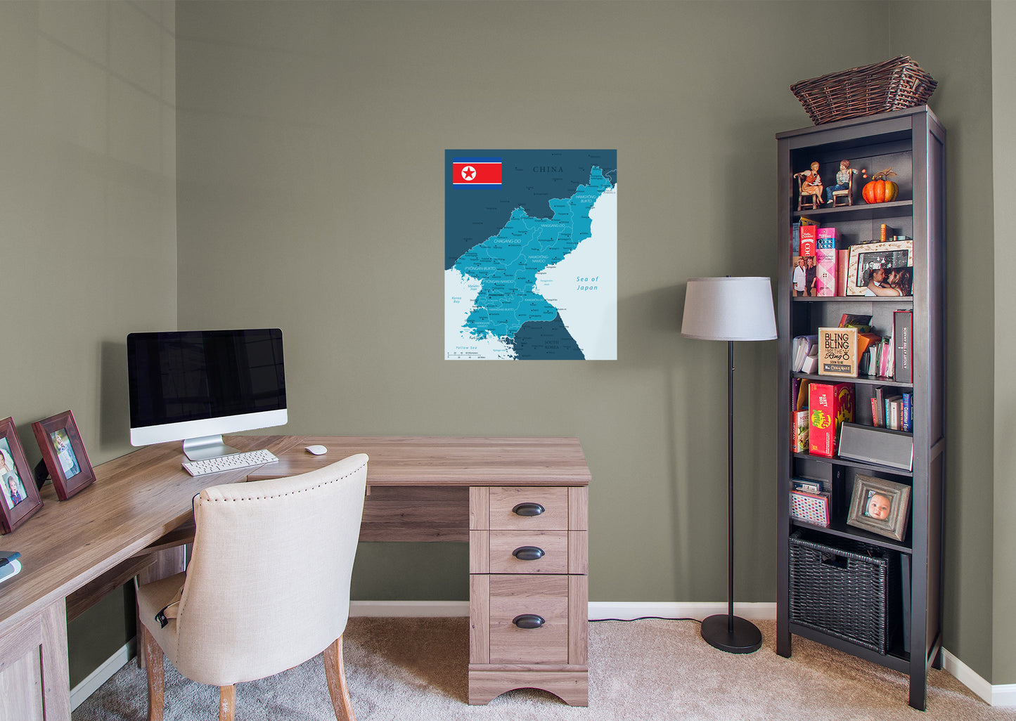 Maps of Asia: North Korea Mural        -   Removable Wall   Adhesive Decal