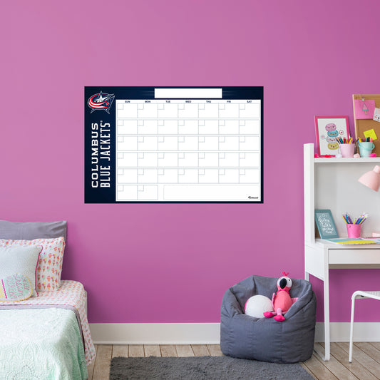 Columbus Blue Jackets Dry Erase Calendar  - Officially Licensed NHL Removable Wall Decal