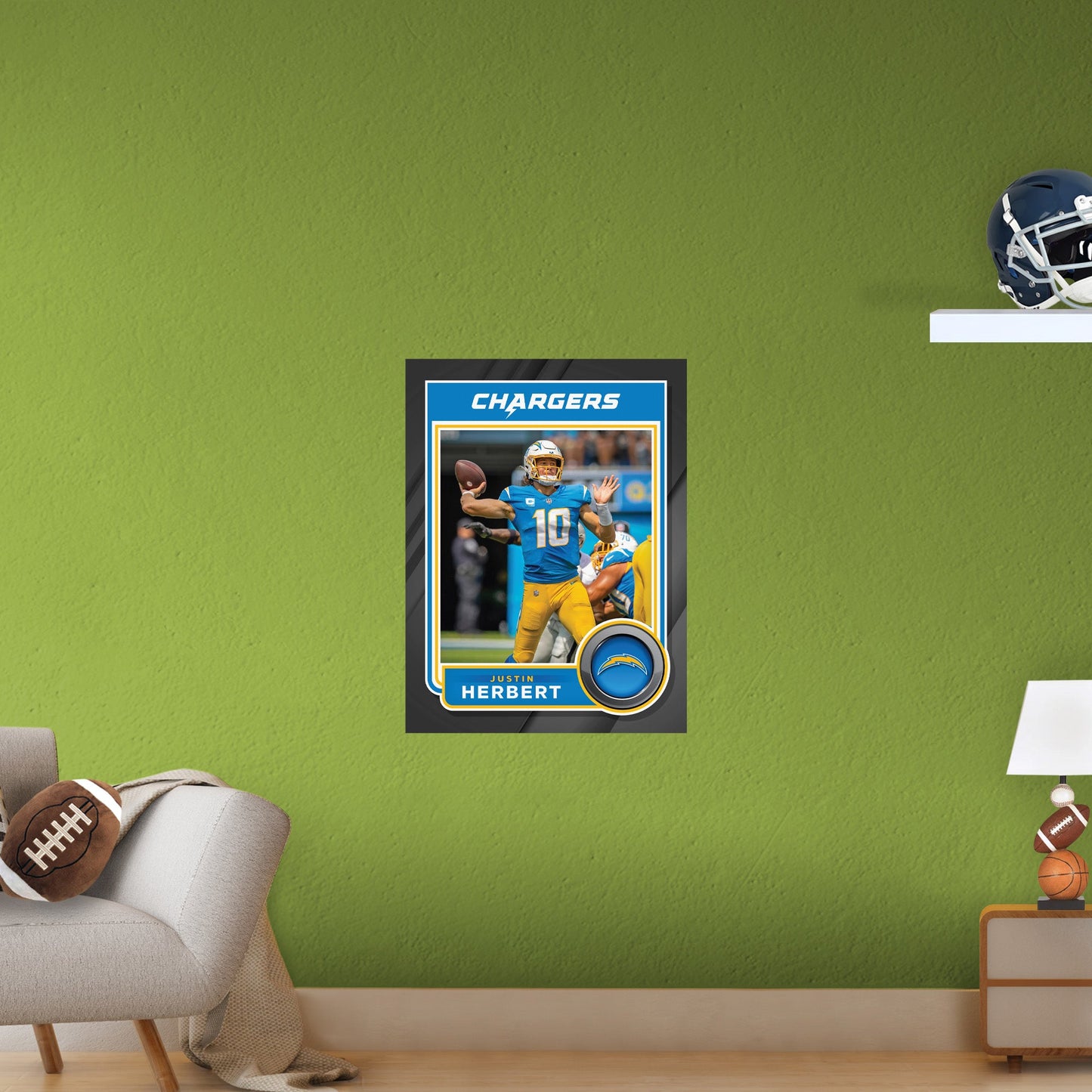 Los Angeles Chargers: Justin Herbert Poster - Officially Licensed NFL Removable Adhesive Decal