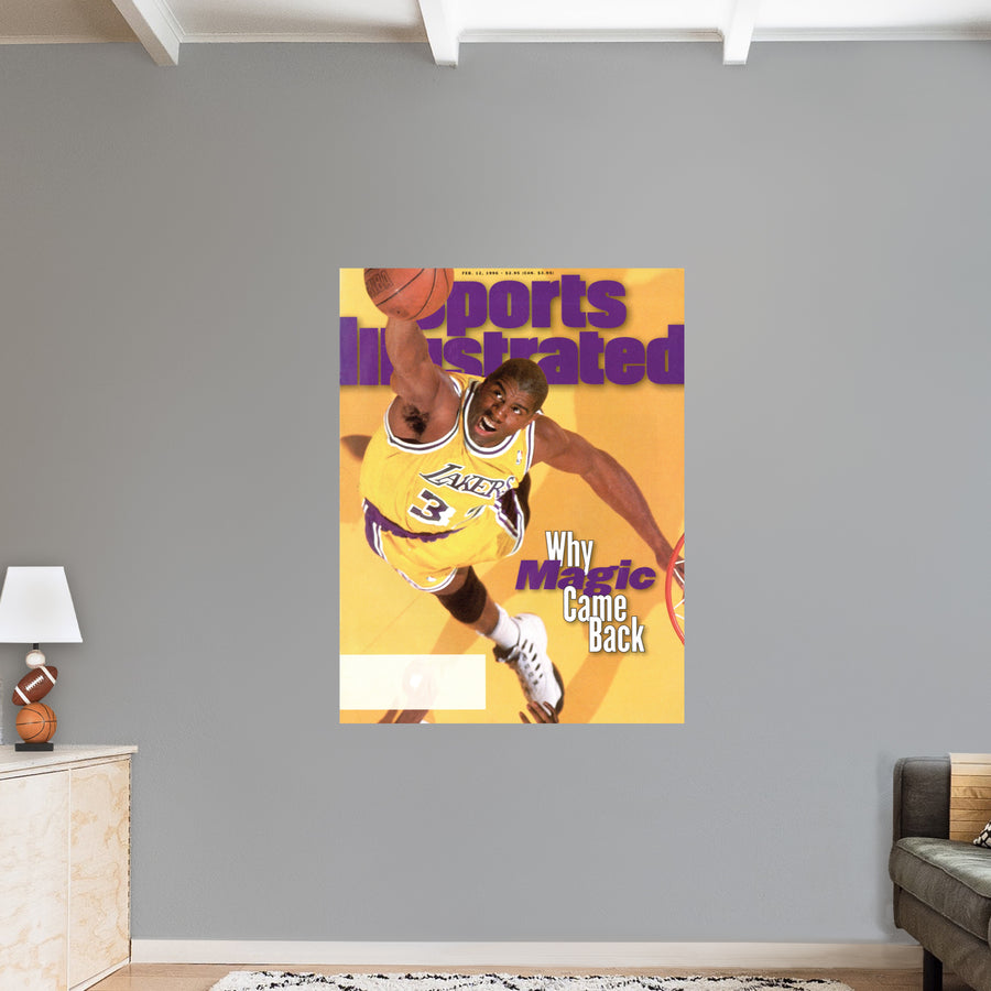 February 1996 Sports Illustrated Cover - Peel & Stick Poster - Official NBA - Los Angeles Lakers - Reusable Vinyl Wall Decal