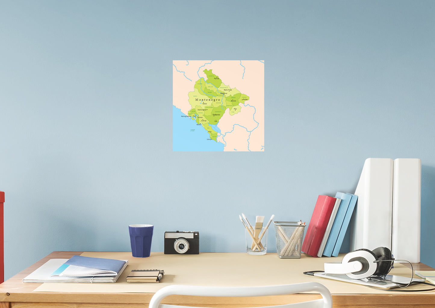Maps of Europe: Montenegro Mural        -   Removable Wall   Adhesive Decal