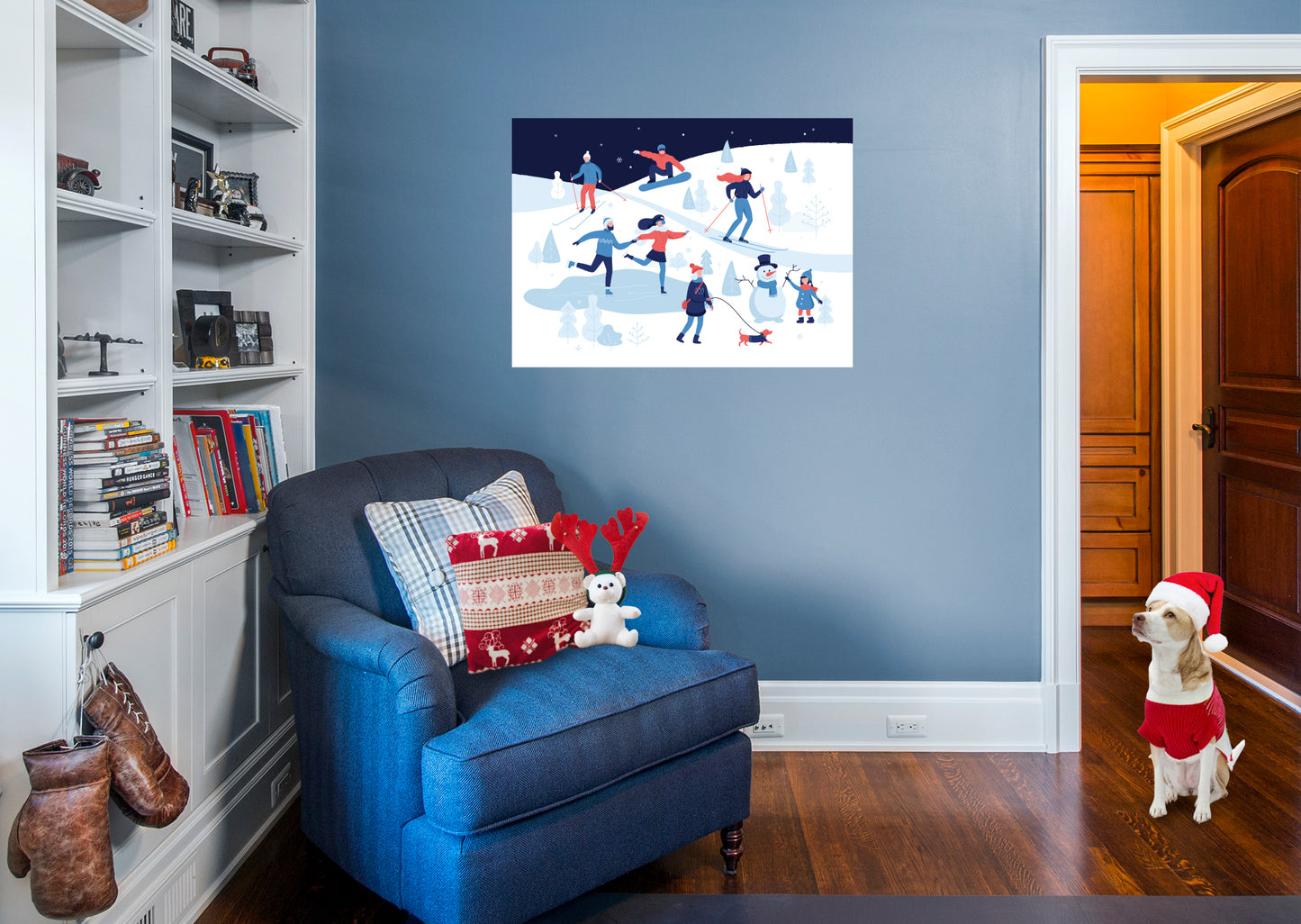Seasons Decor: Winter Sports Mural        -   Removable     Adhesive Decal