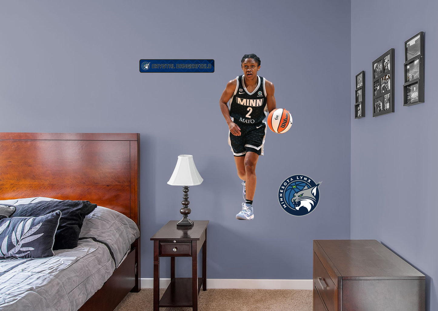 Minnesota Lynx: Crystal Dangerfield         - Officially Licensed WNBA Removable Wall   Adhesive Decal