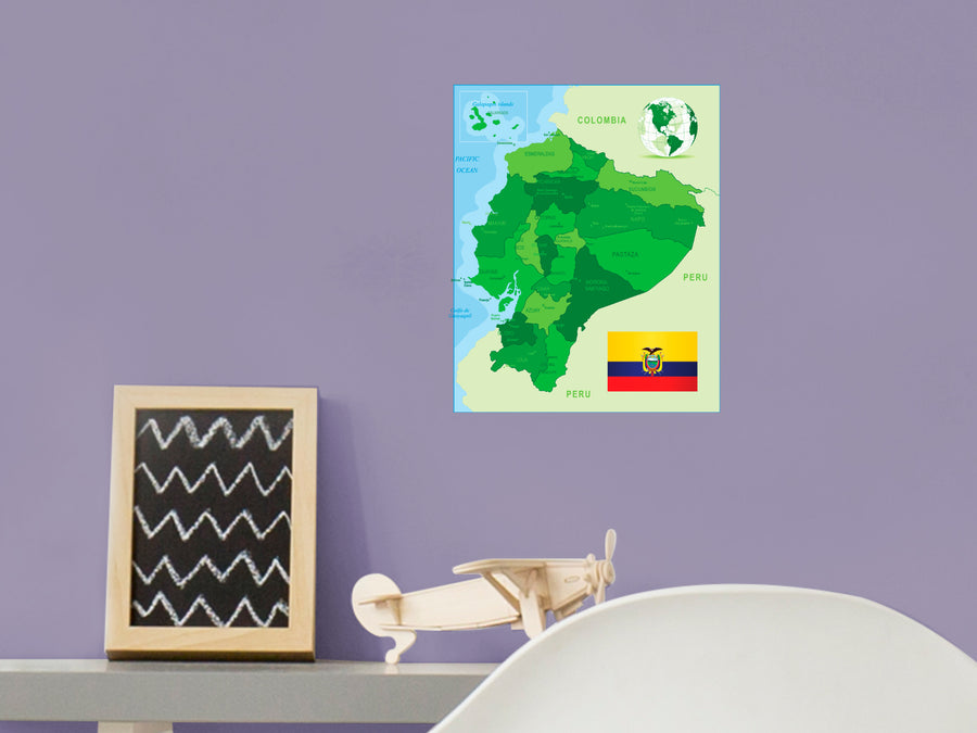 Maps of South America: Ecuador Mural        -   Removable     Adhesive Decal