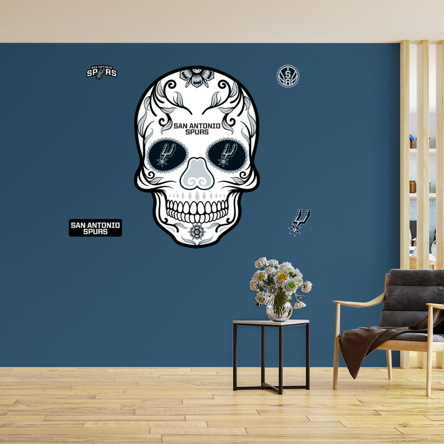 San Antonio Spurs - RealBig Sugar Skull Collection - Official NBA - Reusable Vinyl Wall Decals
