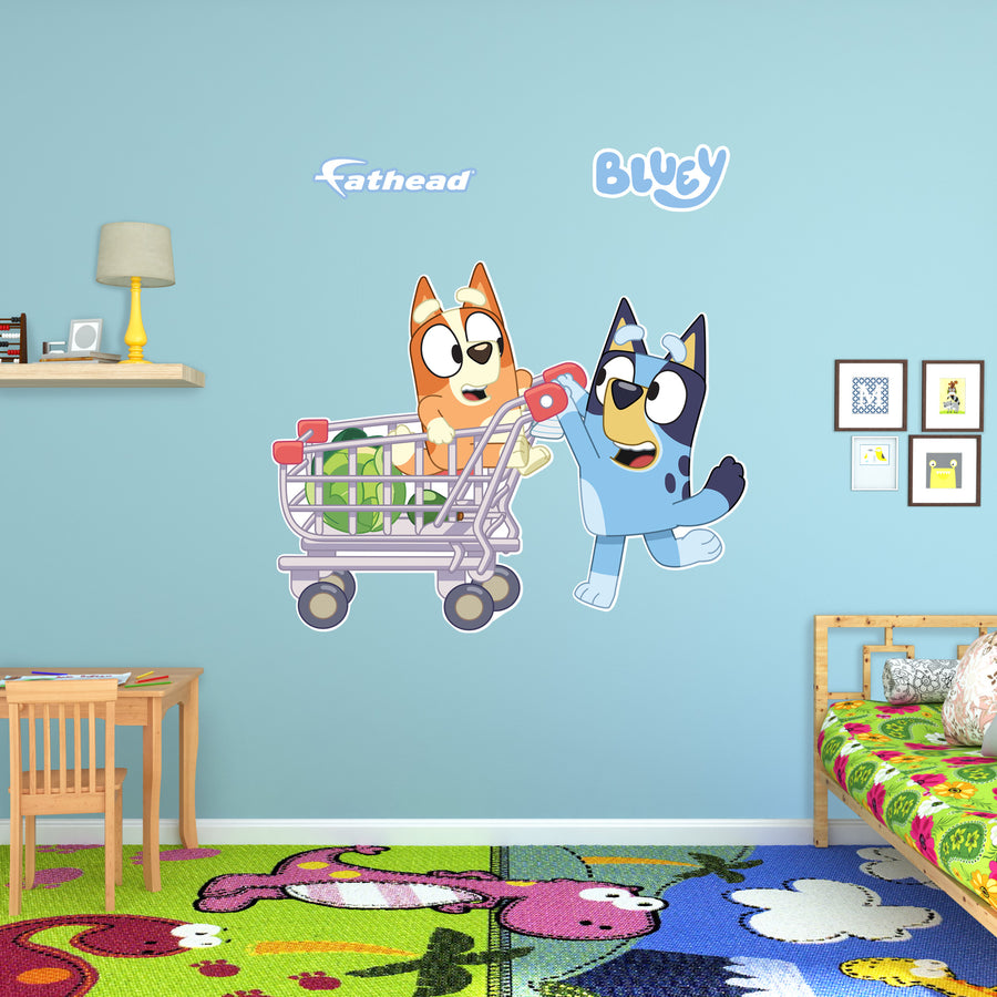 Bluey & Bingo - Bluey - RealBig Sisters Shopping Trolley Icon Collection - Official BBC - Reusable Vinyl Wall Decals