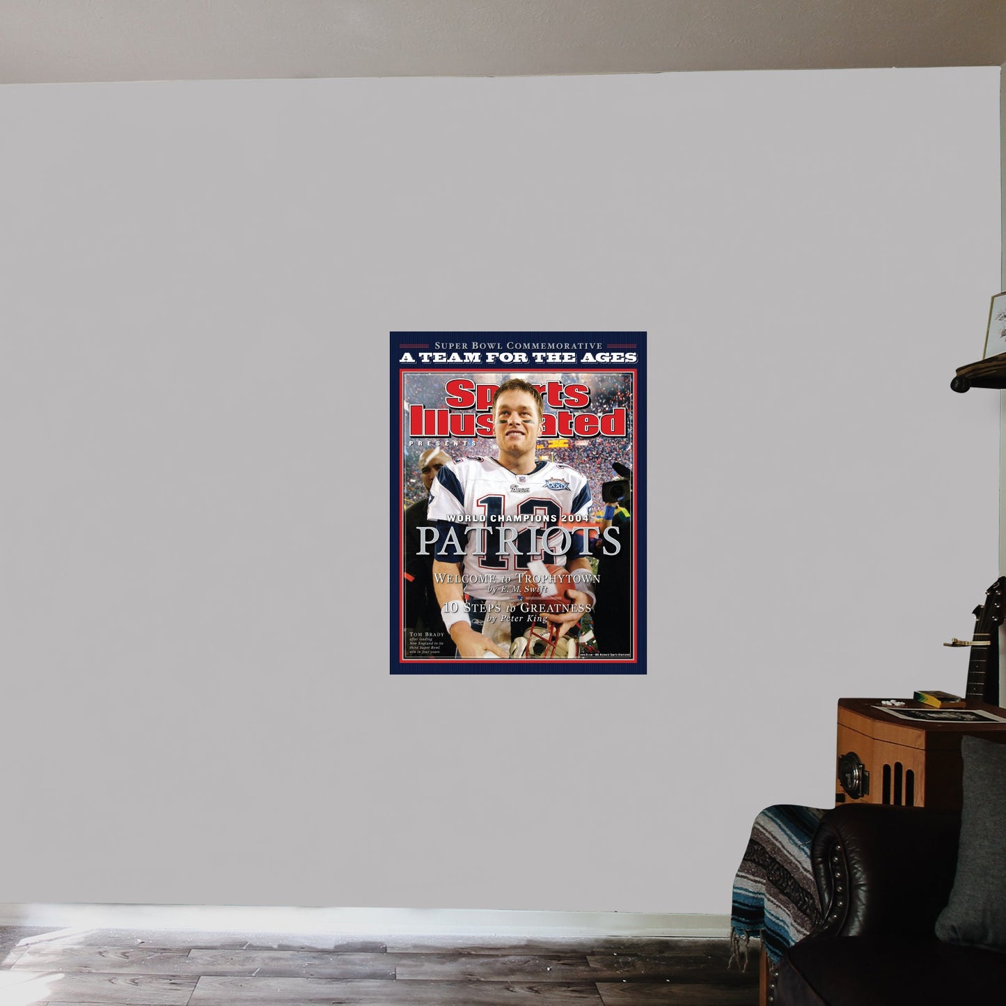 New England Patriots: Tom Brady Februrary 2005 Super Bowl XXXIX Commemorative Sports Illustrated Cover - Officially Licensed NFL Removable Adhesive Decal