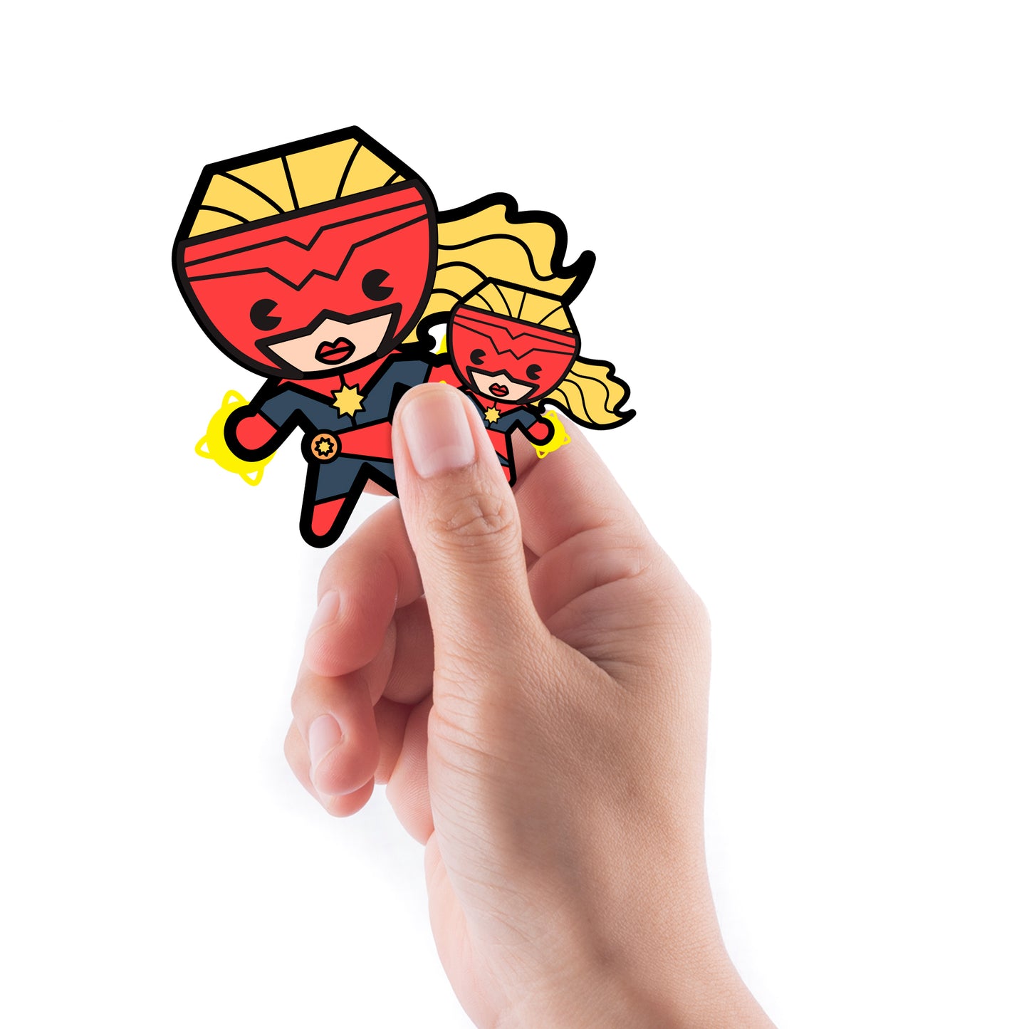 Sheet of 5 -Avengers: Captain Marvel Kawaii Mini - Officially Licensed Marvel Removable Adhesive Decal - Fathead | 12W x 17H | Premium Wall Decals