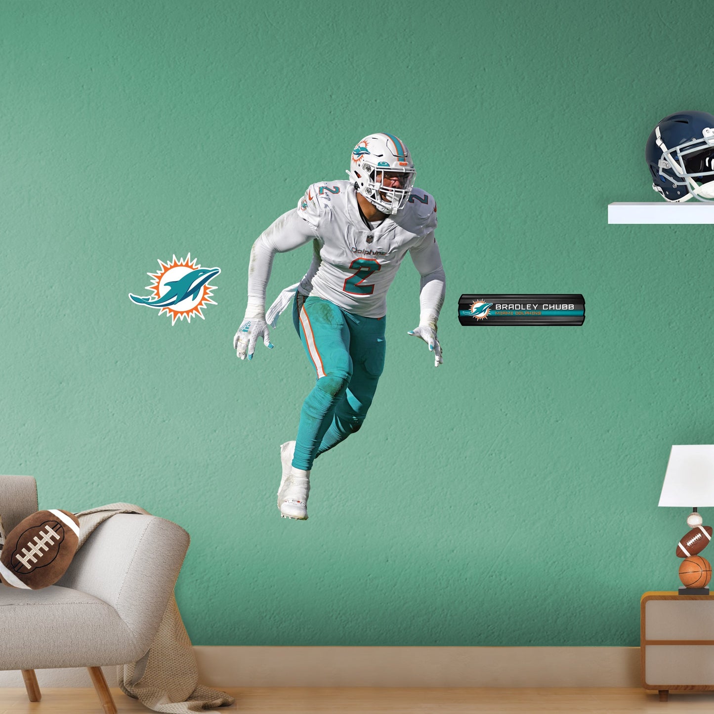 Miami Dolphins: Bradley Chubb - Officially Licensed NFL Removable Adhesive Decal