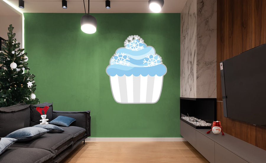 Christmas: Snowflakes Cupcake Icon - Removable Adhesive Decal