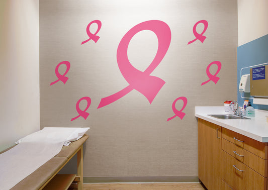 Giant Breast Cancer Ribbon  + 6 Decals (35"W x 42"H)