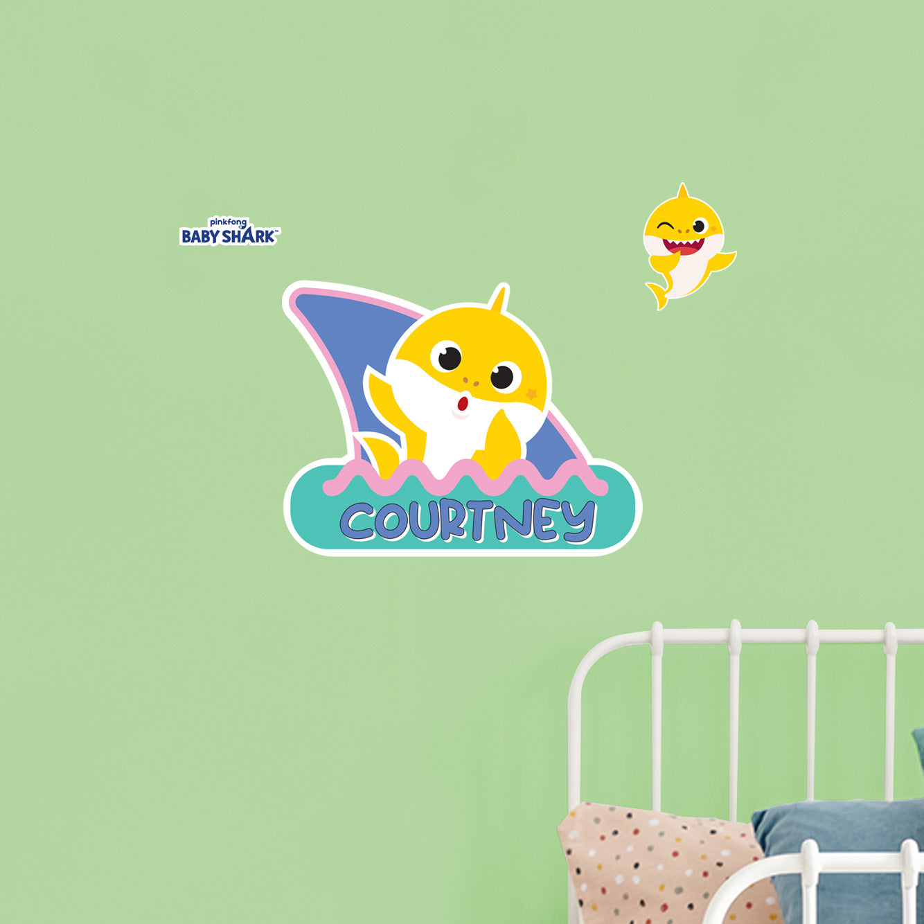 Baby Shark: Baby Shark Wave Personalized Name Icon - Officially Licensed Nickelodeon Removable Adhesive Decal
