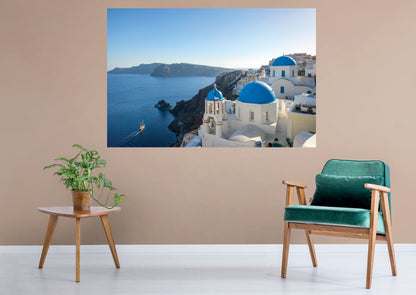Popular Landmarks: Santorini Realistic Poster - Removable Adhesive Decal