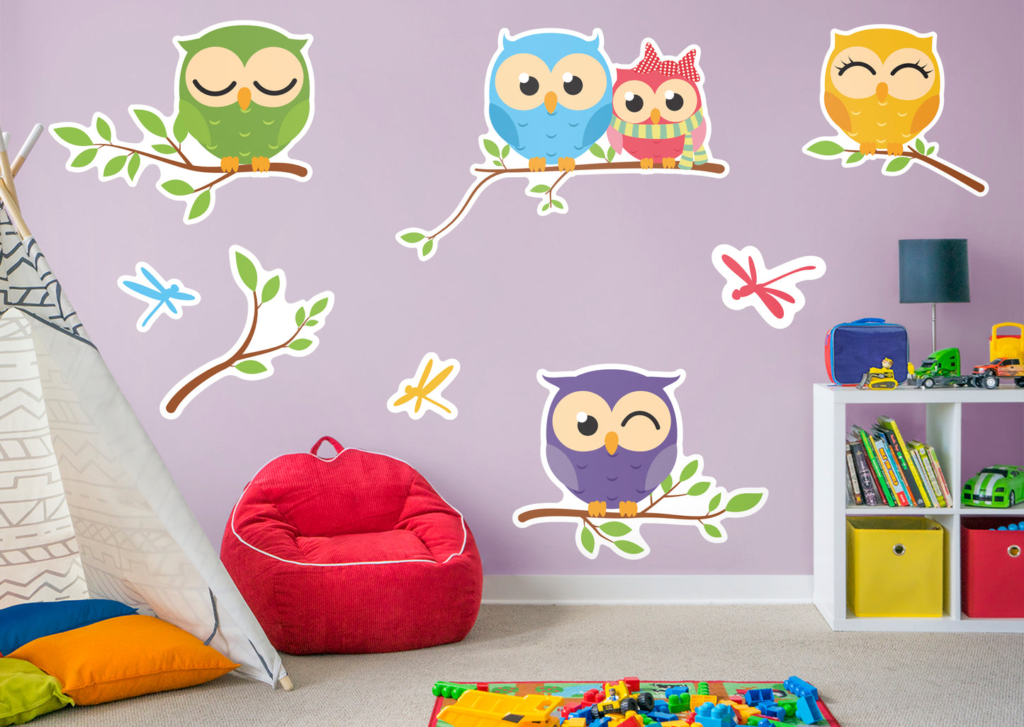 Nursery: Owl Five Friends Collection        -   Removable Wall   Adhesive Decal
