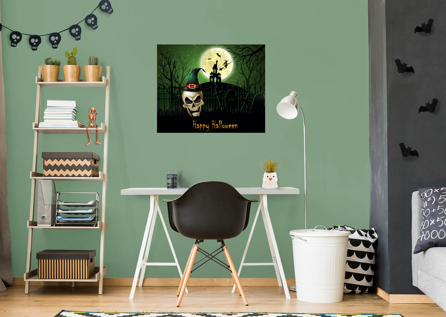 Halloween:  Skull Mural        -   Removable Wall   Adhesive Decal