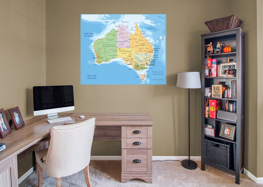 Maps: Australia Complex Map Mural        -   Removable Wall   Adhesive Decal
