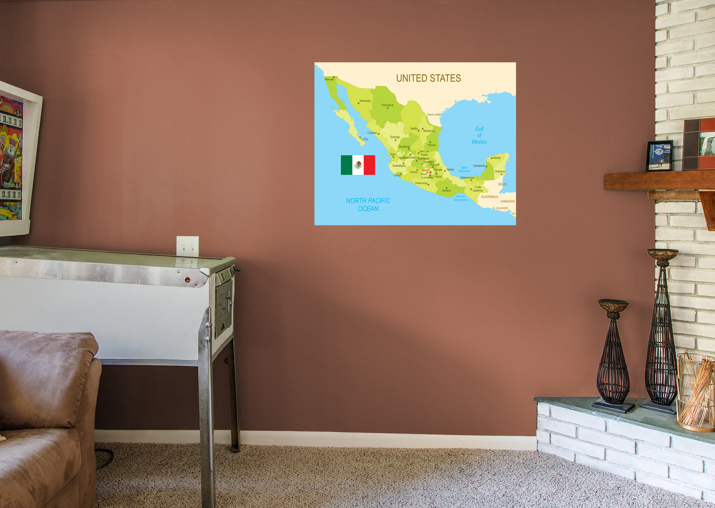 Maps of North America: Mexico Mural        -   Removable Wall   Adhesive Decal