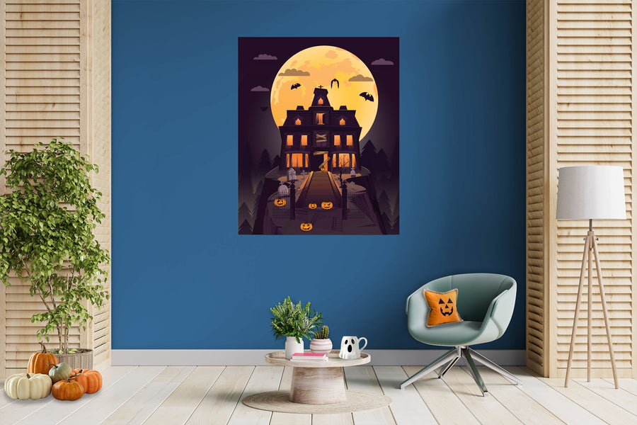 Halloween:  Full Moon Mural        -   Removable Wall   Adhesive Decal