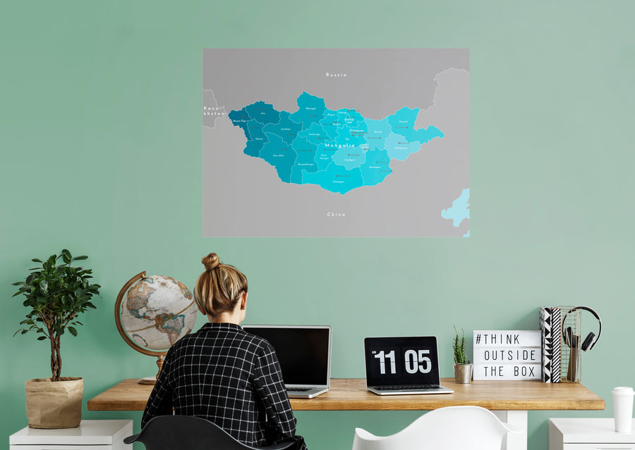 Maps of Asia: Mongolia Mural        -   Removable Wall   Adhesive Decal
