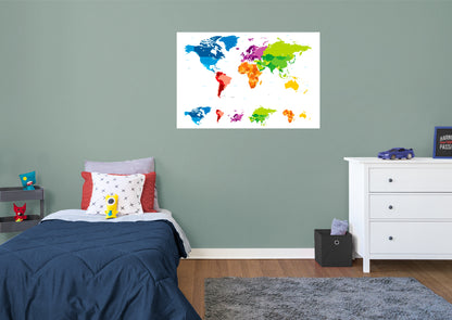 World Maps:  Complex Map Mural        -   Removable Wall   Adhesive Decal