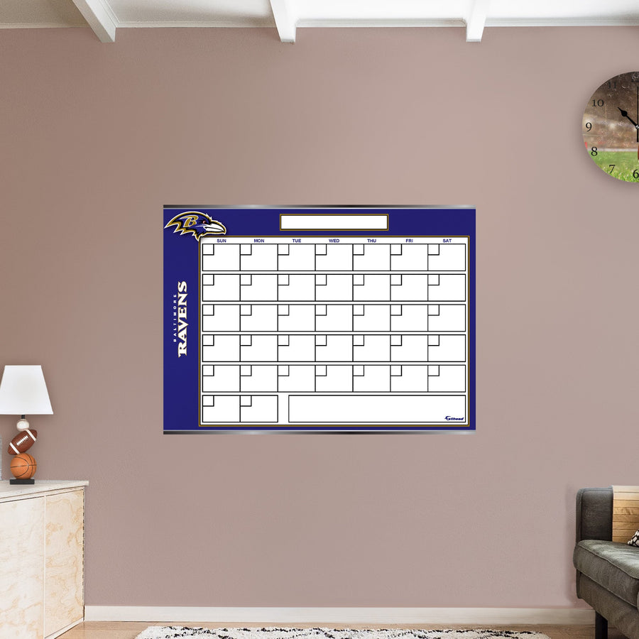 Baltimore Ravens - Dry Erase Calendar - Official NFL - Reusable Vinyl Wall Decal