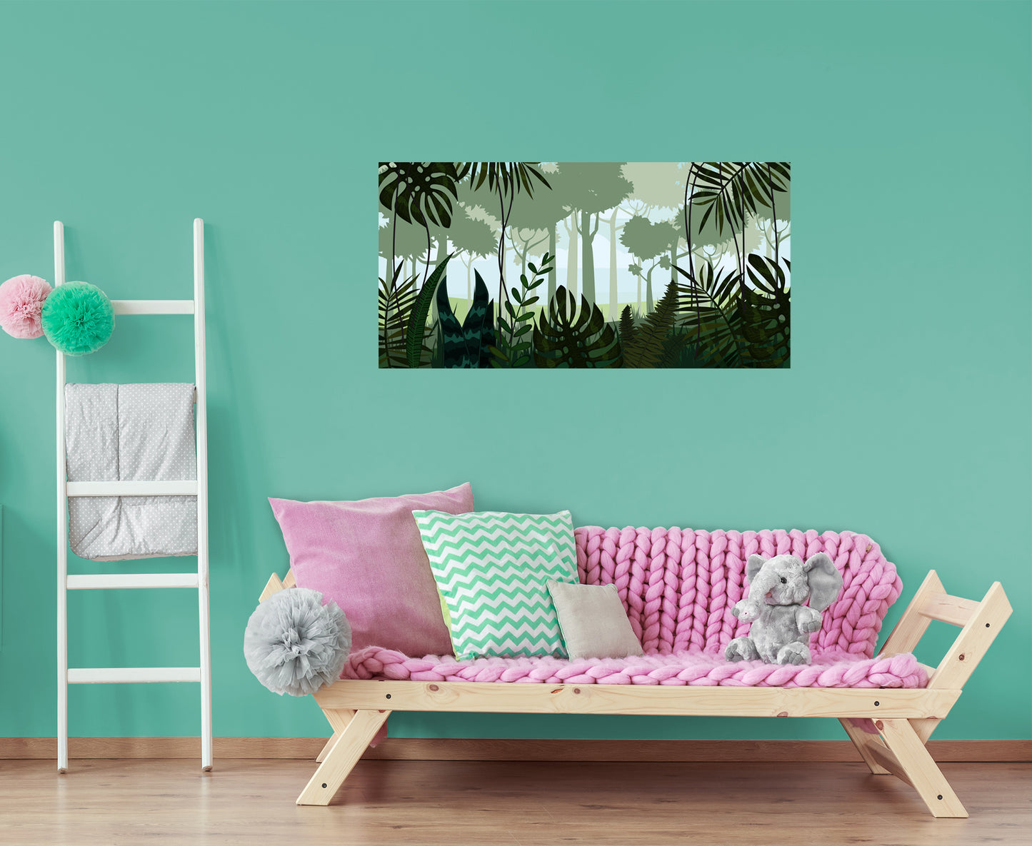 Jungle:  Plants Mural        -   Removable Wall   Adhesive Decal