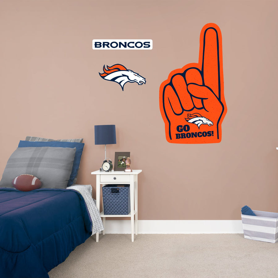 Denver Broncos - RealBig Foam Finger Collection - Official NFL - Reusable Vinyl Wall Decals