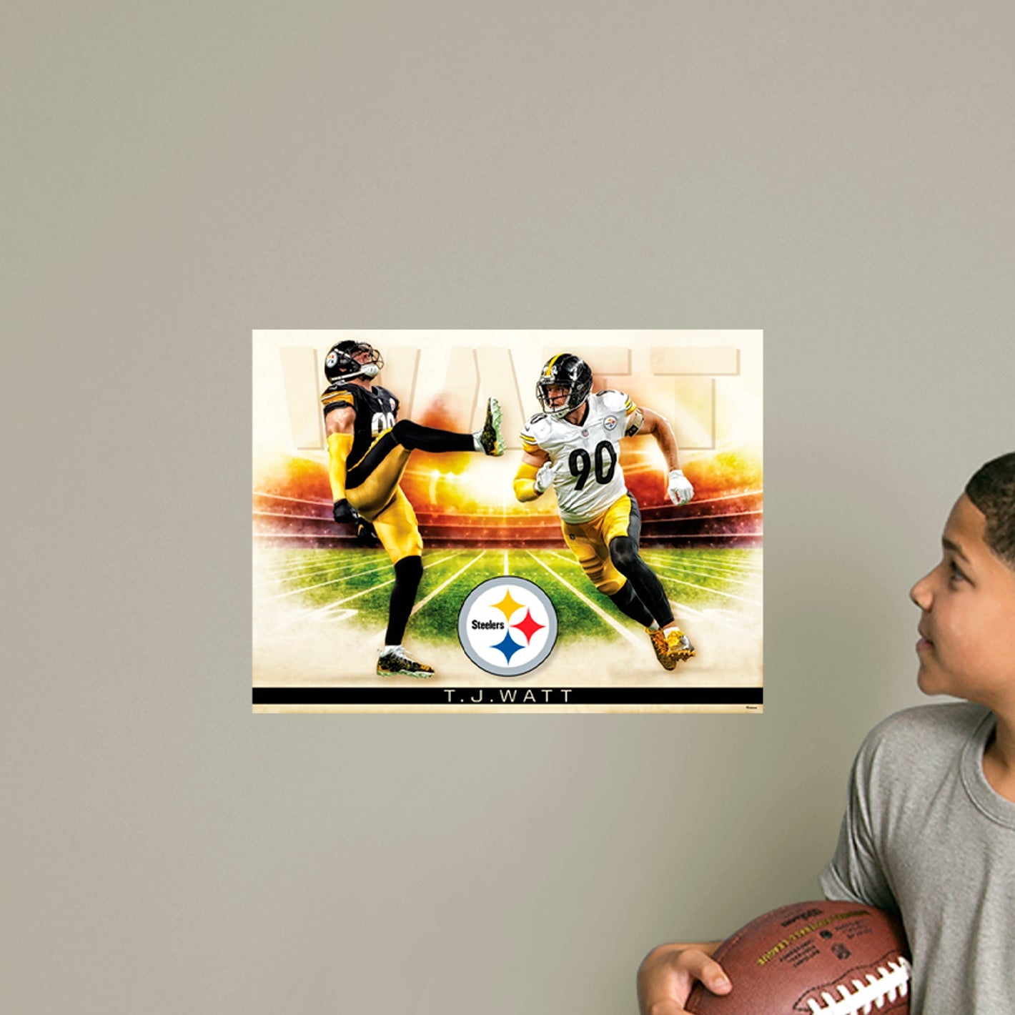 Pittsburgh Steelers: T.J. Watt Icon Poster - Officially Licensed NFL Removable Adhesive Decal