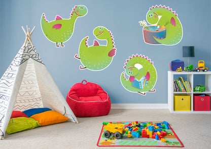 Dinosaur:  Happy Green Dino Collection        -   Removable     Adhesive Decal