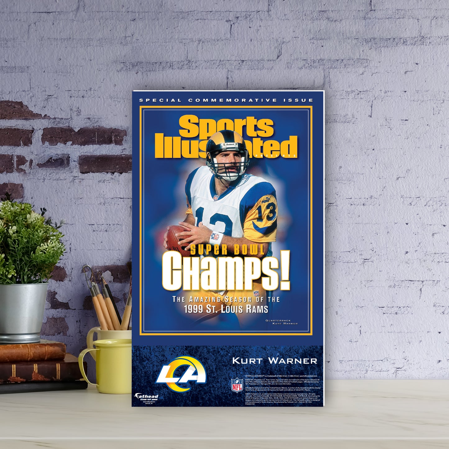 St. Louis Rams: Kurt Warner Februrary 2000 Super Bowl XXXIV Commemorative Sports Illustrated Cover  Mini   Cardstock Cutout  - Officially Licensed NFL    Stand Out