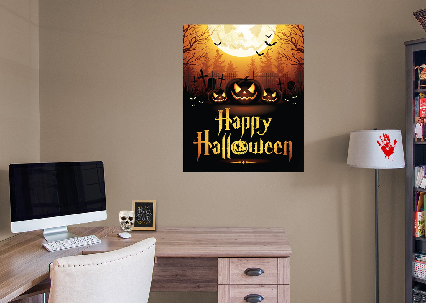 Halloween:  Evil Moon Mural        -   Removable Wall   Adhesive Decal