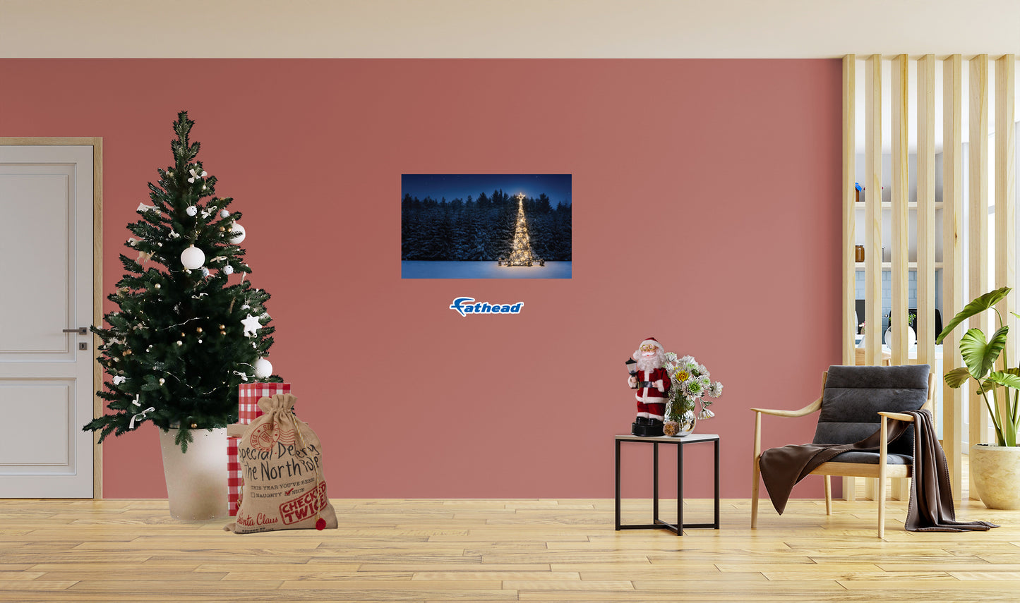 Christmas:  Tall Tree Poster        -   Removable     Adhesive Decal