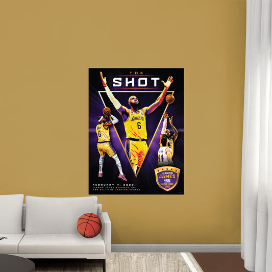 Los Angeles Lakers: LeBron James  All-Time Scoring Leader Shot Poster        - Officially Licensed NBA Removable     Adhesive Decal