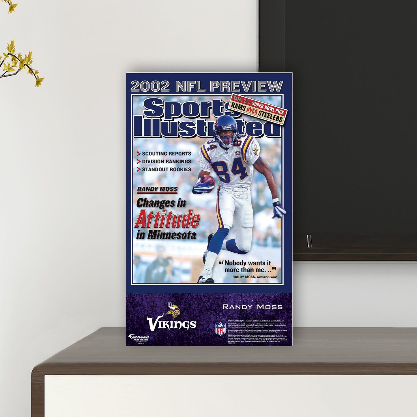 Minnesota Vikings: Randy Moss September 2002 Sports Illustrated Cover  Mini   Cardstock Cutout  - Officially Licensed NFL    Stand Out