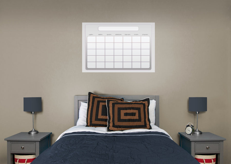Calendars: Grey One Month Calendar Dry Erase - Removable Adhesive Decal