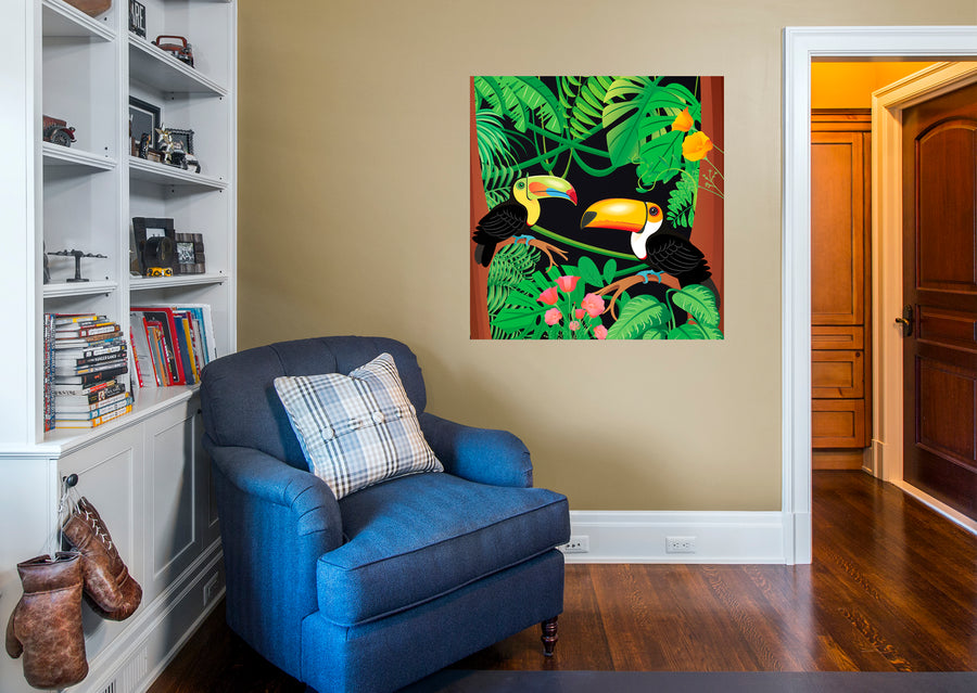 Jungle: Parrot Mural        -   Removable Wall   Adhesive Decal